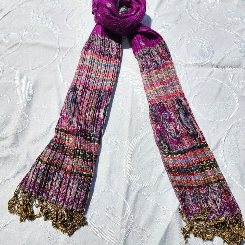 Purple, Pink, Black, Multicolor pleated pashmina, shawl, scarf, headwrap